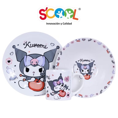 SET CERÁMICA 3 PIEZAS SCOOL BLANCO BOWL PLATO Y TAZA - 2