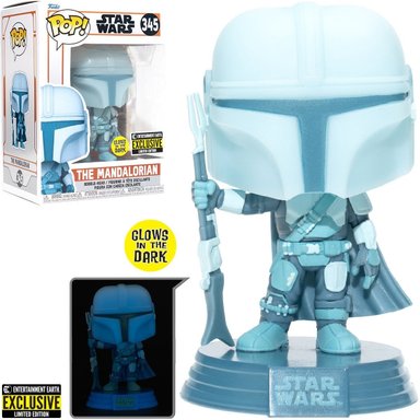 FIGURA FUNKO POP! STAR WARS THE MANDALORIAN #345 STICKER OFICIAL EE BRILLA EN LA OSCURIDAD - 1