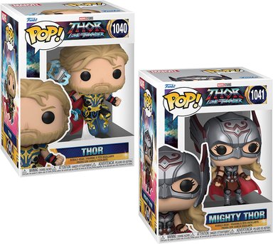 FIGURA FUNKO POP! MARVEL THOR LOVE AND THUNDER THOR #1040 Y MIGHTY THOR #1041 - 1