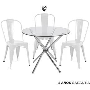 ZIYAZ COMBO RAUNY DA90 1LY + 4 SILLAS VINTAGE BLANCO