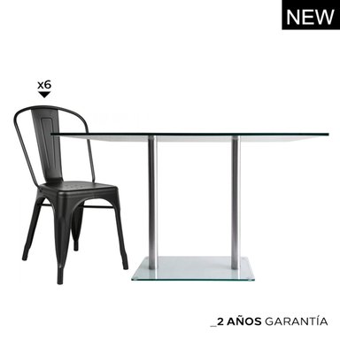 ZIYAZ COMBO SIMPLEX RA1475 2LYO + 6 SILLAS VINTAGE NEGRO