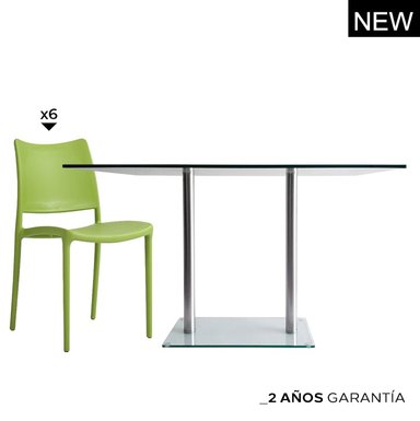 ZIYAZ COMBO SIMPLEX RA1475 2LYO + 6 SILLAS BONNIE VERDE