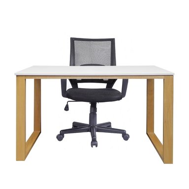 ZIYAZ COMBO 1 ESCRITORIO OHH MADERA TAB MEL BLANCO 90X50 B/NAT + 1 SILLA HABANA GIRATORIA