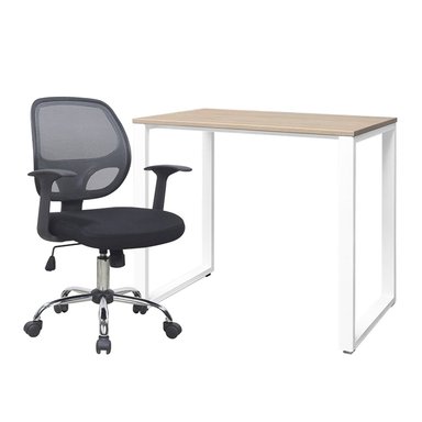 ZIYAZ COMBO 1 ESCRITORIO OH 90X50 ROVERE B/BLANCO + 1 SILLA ALMIRA GIRATORIA