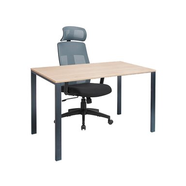 ZIYAZ COMBO 1 ESCRITORIO KRONA 120X60X74 ROVERE B/NEGRO + 1 SILLA TELMA C/CABECERA