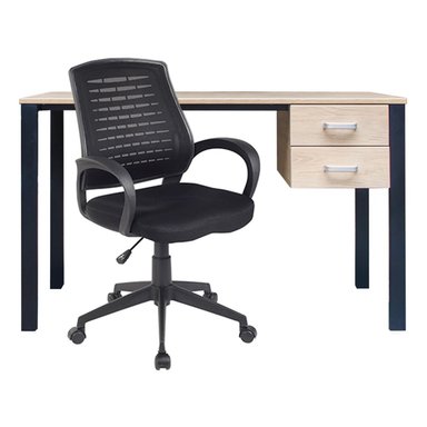 ZIYAZ COMBO 1 ESCRITORIO KRONA C/FLOTANTE 120X60 ROVERE B/NEGRO + 1 SILLA BERKELEY