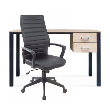 ZIYAZ COMBO 1 ESCRITORIO KRONA C/FLOTANTE 120X60 ROVERE B/NEGRO + 1 SILLA KURIES GIRATORIA