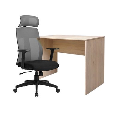 ZIYAZ COMBO 1 ESCRITORIO MEL 120X60X74 ROVERE + 1 SILLA TELMA C/CABECERA