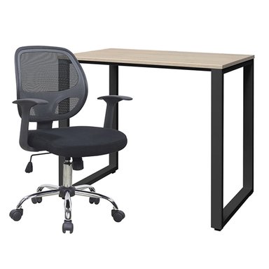 ZIYAZ COMBO 1 ESCRITORIO OH 120X60 ROVERE BASE NEGRA + 1 SILLA ALMIRA GIRATORIA