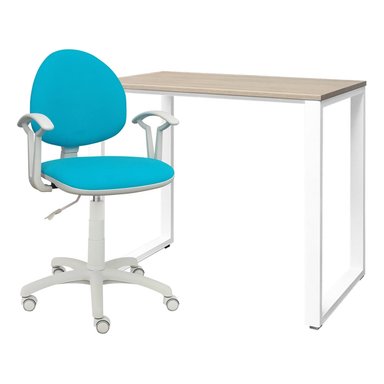 ZIYAZ COMBO 1 ESCRITORIO OH 120X60X74 ROVERE B/BLANCO + 1 SILLA SMART LUX MICRO CELESTE