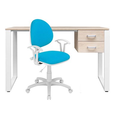 ZIYAZ COMBO 1 ESCRITORIO OH C/FLOTANTE 120X60 ROVERE B/BLANCO + 1 SMART LUX MICRO CELESTE