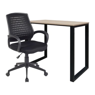 ZIYAZ COMBO 1 ESCRITORIO OH MEL 120X60X74 ROVERE B/NEGRO + 1 SILLA BERKELEY