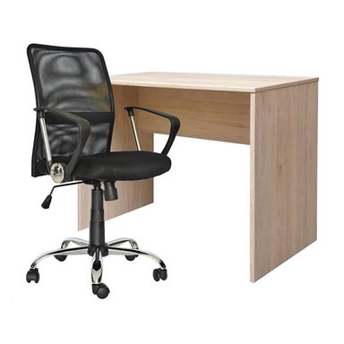 1 ESCRITORIO MEL FALDA ROVERE 120X60 + 1 SILLAS LANCASTER - ZIYAZ