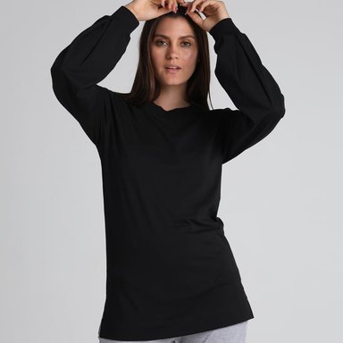 T-SHIRT MANGA LARGA C/ PLIEGUES ACCENT SKN-PAL05 NEGRO