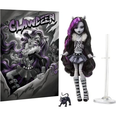 MONSTER HIGH MUÑECA LOBO CLAWDEEN EN BLANCO Y NEGRO