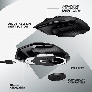 MOUSE GAMER INALÁMBRICO LOGITECH G NEGRO RATÓN 502 LIGHTSPEED - 5