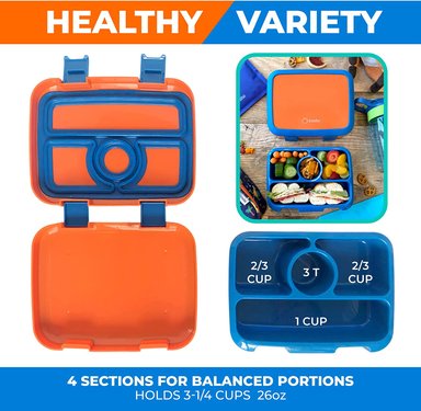LONCHERA BENTO INFANTIL PARA NIÑOS DE 3 A 5 AÑOS CON TAPA SEGURA NARANJA - 5