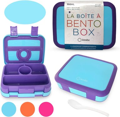 LONCHERA BENTO PARA NIÑOS PEQUEÑOS TAPA SEGURA CELESTE