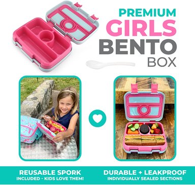 LONCHERA BENTO PARA NIÑOS Y NIÑAS PEQUEÑOS ROSADO - 2