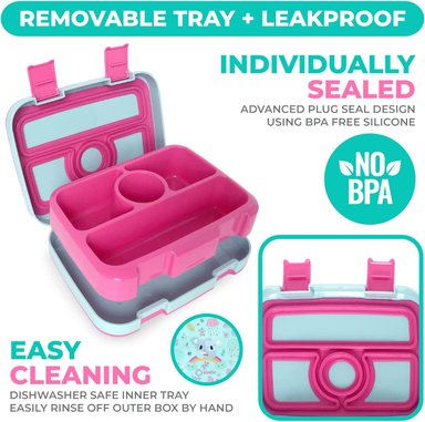 LONCHERA BENTO PARA NIÑOS Y NIÑAS PEQUEÑOS ROSADO - 4