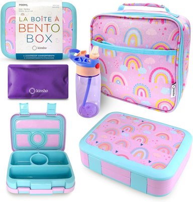 SET LONCHERA BENTO BOLSO DE AISLAMIENTO BOTELLA DE AGUA Y BOLSA DE HIELO MORADO