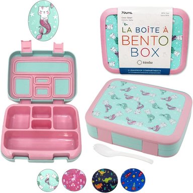 LONCHERA BENTO INFANTIL 5 SECCIONES PARA CONTROL DE PORCIONES AGUAMARINA