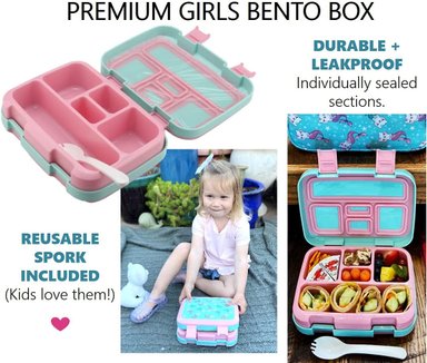 LONCHERA BENTO INFANTIL 5 SECCIONES PARA CONTROL DE PORCIONES AGUAMARINA - 2