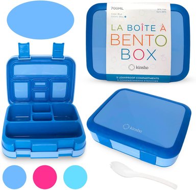 LONCHERA BENTO PARA NIÑOS 5 SECCIONES DE PORCIONES AZUL