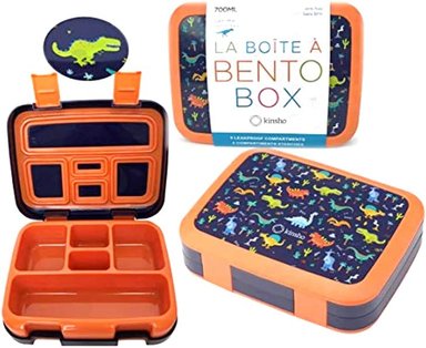 LONCHERA BENTO INFANTIL TAPA SEGURA 5 PORCIONES NARANJA