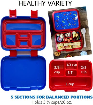 LONCHERA BENTO INFANTIL 5 SECCIONES PARA CONTROL DE PORCIONES AZUL - 4