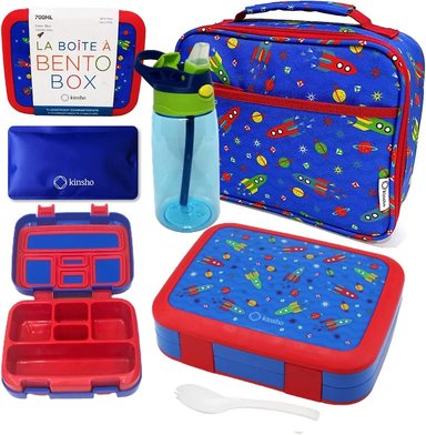 SET LONCHERA BENTO BOTELLA DE AGUA Y BOLSA DE HIELO AZUL