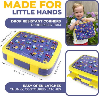 LONCHERA BENTO BOX BOLSA DE ALMUERZO AISLADA BOLSA DE HIELO Y BOTELLA DE AGUA PARA NIÑOS AMARILLO - 3
