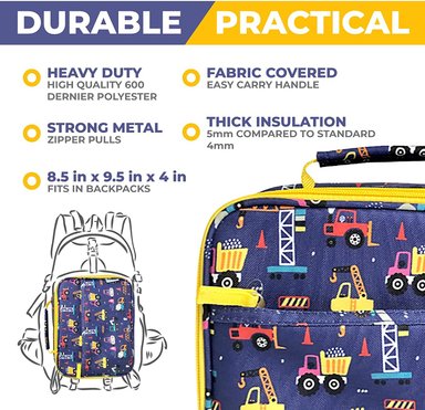 LONCHERA BENTO BOX BOLSA DE ALMUERZO AISLADA BOLSA DE HIELO Y BOTELLA DE AGUA PARA NIÑOS AMARILLO - 6