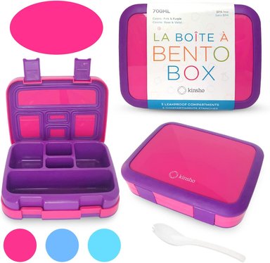 LONCHERA BENTO PARA NIÑOS Y NIÑAS 5 SECCIONES DE PORCIONES ROSADO
