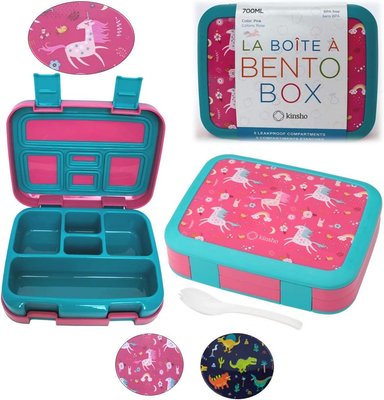 LONCHERA BENTO INFANTIL 5 SECCIONES PARA CONTROL DE PORCIONES ROSADO