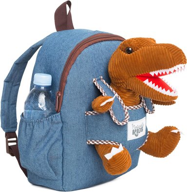 MOCHILA NATURALLY KIDS BROWN T-REX PARA NIÑOS Y NIÑAS CON ANIMALES DE PELUCHE - REGALOS DE 3 4 5 AÑOS MEDIANA