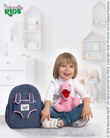 MOCHILA NATURALLY KIDS ROSA T-REX PARA NIÑOS Y NIÑAS CON ANIMALES DE PELUCHE - REGALOS DE 3 4 5 AÑOS MEDIANA - 5