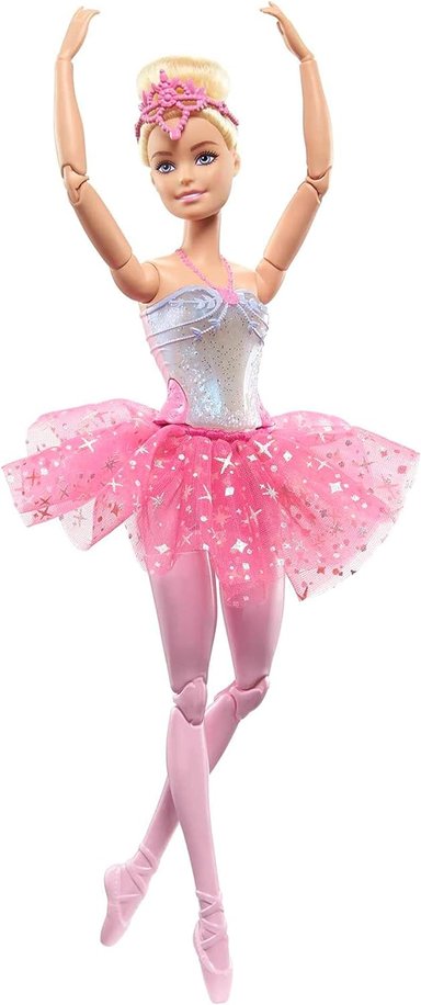 BARBIE DREAMTOPIA- TWINKLE LIGHTS POSABLE BALLERINA CON 5 ESPECTÁCULOS DE ILUMINACIÓN,TUTÚ ROSA BRILLANTE,PELO RUBIO Y TIARA