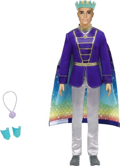 BARBIE DREAMTOPIA-KEN 2 EN 1 (RUBIA) CON TRANSFORMACIÓN DE MODA PRINCE A MERMAN, 2 ESTILOS Y ACCESORIOS, PARA NIÑOS DE 3 A 7 AÑOS
