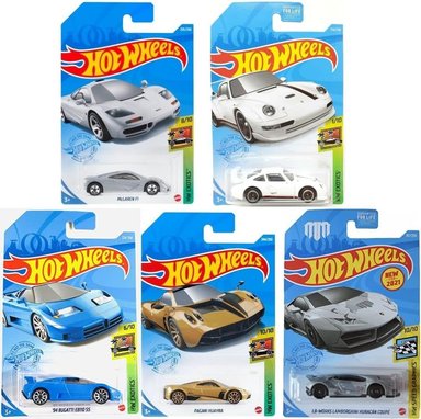 HOT WHEELS SUPER CAR EXOTICS MADNESS 5 PACK RANDOM DIECAST BUNDLE SET CON VARIOS LAMBOS, LOTUS, PORSCHES, MCLARENS, PAGANIS Y MÁS