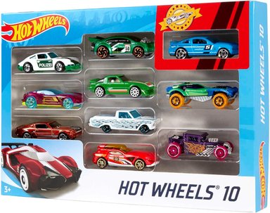 HOT WHEELS JUEGO DE 10 AUTOS Y CAMIONES EN ESCALA 1:64, DE CARRERA, SEMI,DE RESCATE O DE CONSTRUCCIÓN (LOS ESTILOS PUEDEN VARIAR) - 4