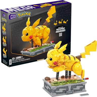 POKÉMON MEGA JUGUETES DE CONSTRUCCIÓN COLECCIONABLES PARA ADULTOS, MOTION PIKACHU CON 1092 PIEZAS Y MOVIMIENTO DE CARRERA