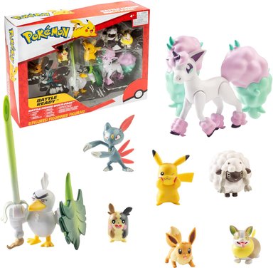 POKÉMON BATTLE FIGURE MULTI PACK TOY SET,8 PIEZAS - GENERACIÓN 8 -PIKACHU,EEVEE,WOOLOO,SNEASEL,YAMPER,PONYTA,SIRFETCH'D Y MORPEKO
