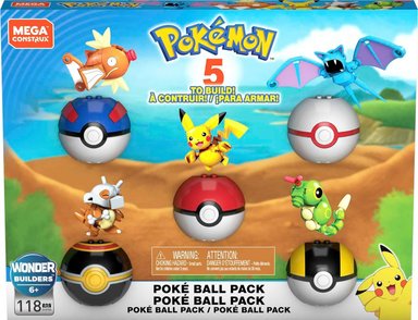 MEGA POKÉMON JUEGO DE JUGUETES DE CONSTRUCCIÓN DE ACCIÓN,PAQUETE DE POKÉBALL CON 118 PIEZAS,5 PERSONAJES ARTICULADOS,PIKACHU YMÁS