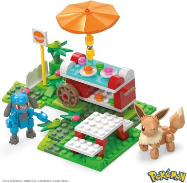 POKÉMON MEGA JUEGO DE CONSTRUCCIÓN DE FIGURAS DE ACCIÓN, PICNIC POKÉMON CON 193 PIEZAS, 2 PERSONAJES POSIBLES, EEVEE Y RIOLU - 5