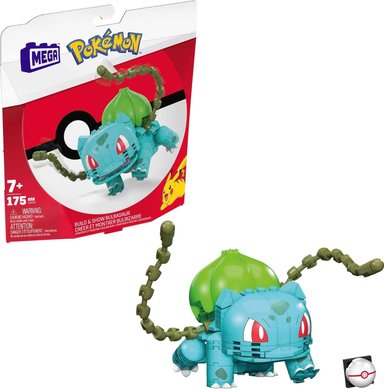 POKÉMON MEGA JUGUETES DE CONSTRUCCIÓN DE FIGURAS DE ACCIÓN, BULBASAUR CON 175 PIEZAS, 1 PERSONAJE POSABLE, 4 PULGADAS DE ALTO