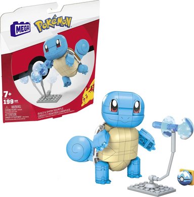 MEGA POKÉMON FIGURA DE ACCIÓN JUGUETES DE CONSTRUCCIÓN,BUILD Y SHOW SQUIRTLE CON 199 PIEZAS,1 PERSONAJE POSABLE,4 PULGADAS DE ALT - 1