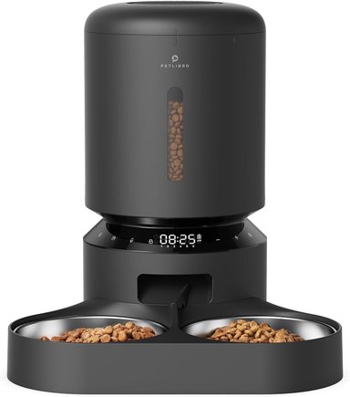 DISPENSADOR ACERO INOXIDABLE AUTOMÁTICO L Y 2 TAZONES LLAMADA 10S Y TEMPORIZADOR 6 COMIDAS POR DÍA 5 LT PETLIBRO