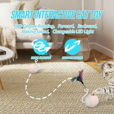JUGUETE GATO PELOTA CON LUCES LED Y PLUMAS GOGODOGYA CONTROL TACTIL - 3