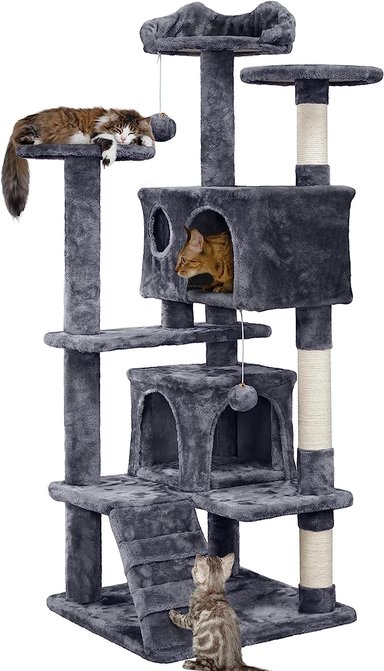 YAHEETECH 54IN CAT TREE TOWER CONDO FURNITURE SCRATCH POST PARA GATITOS PET HOUSE PLAY